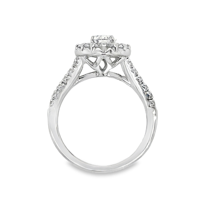 Tru Reflection Split Shank Diamond Halo Engagement Ring