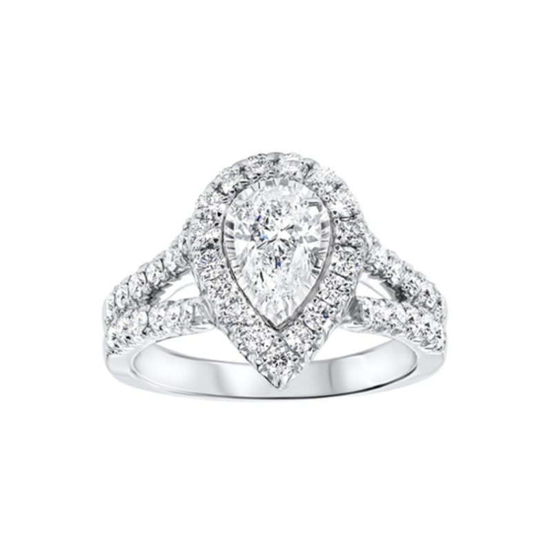 Pear Diamond Halo Engagement Ring