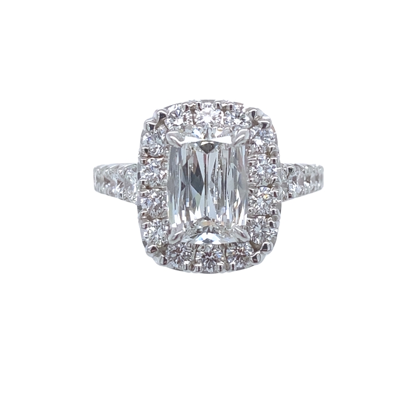 HENRI DAUSSI Cushion Halo Engagement Ring