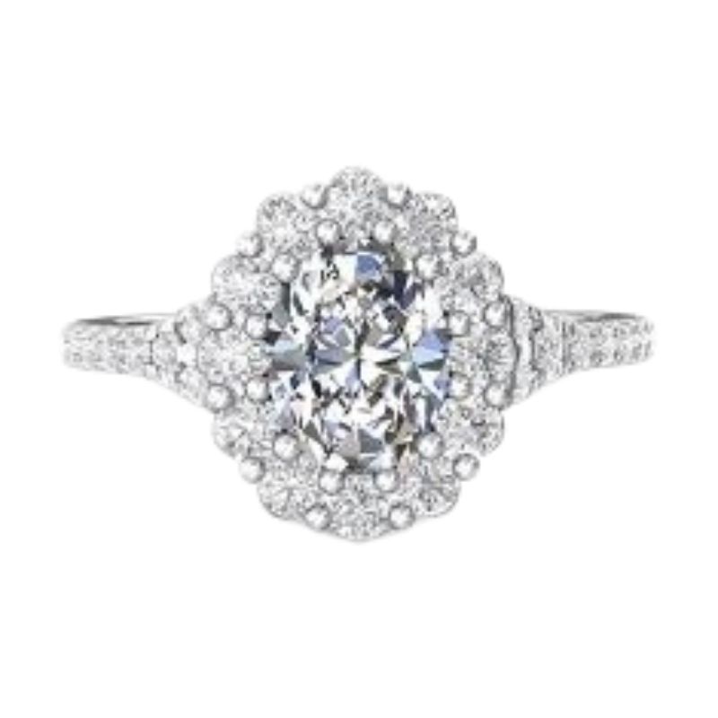 MARTIN FLYER Oval Halo Engagement Ring