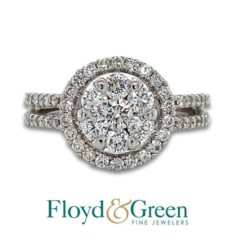 Round Pavé Diamond Engagement Ring
