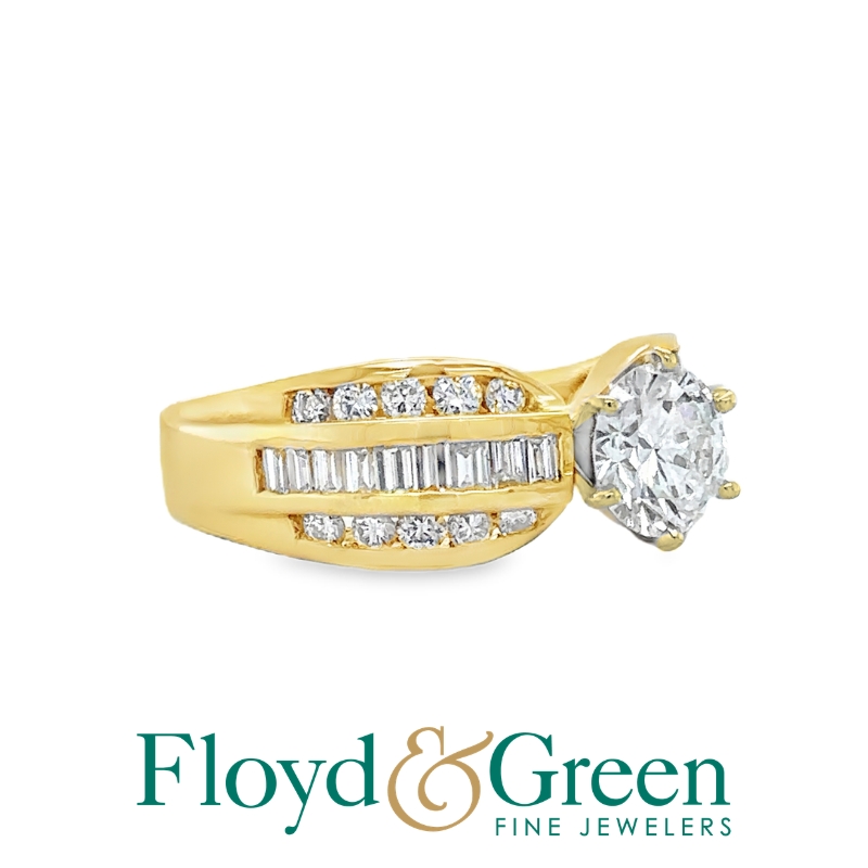 3 Row Diamond Engagement Ring