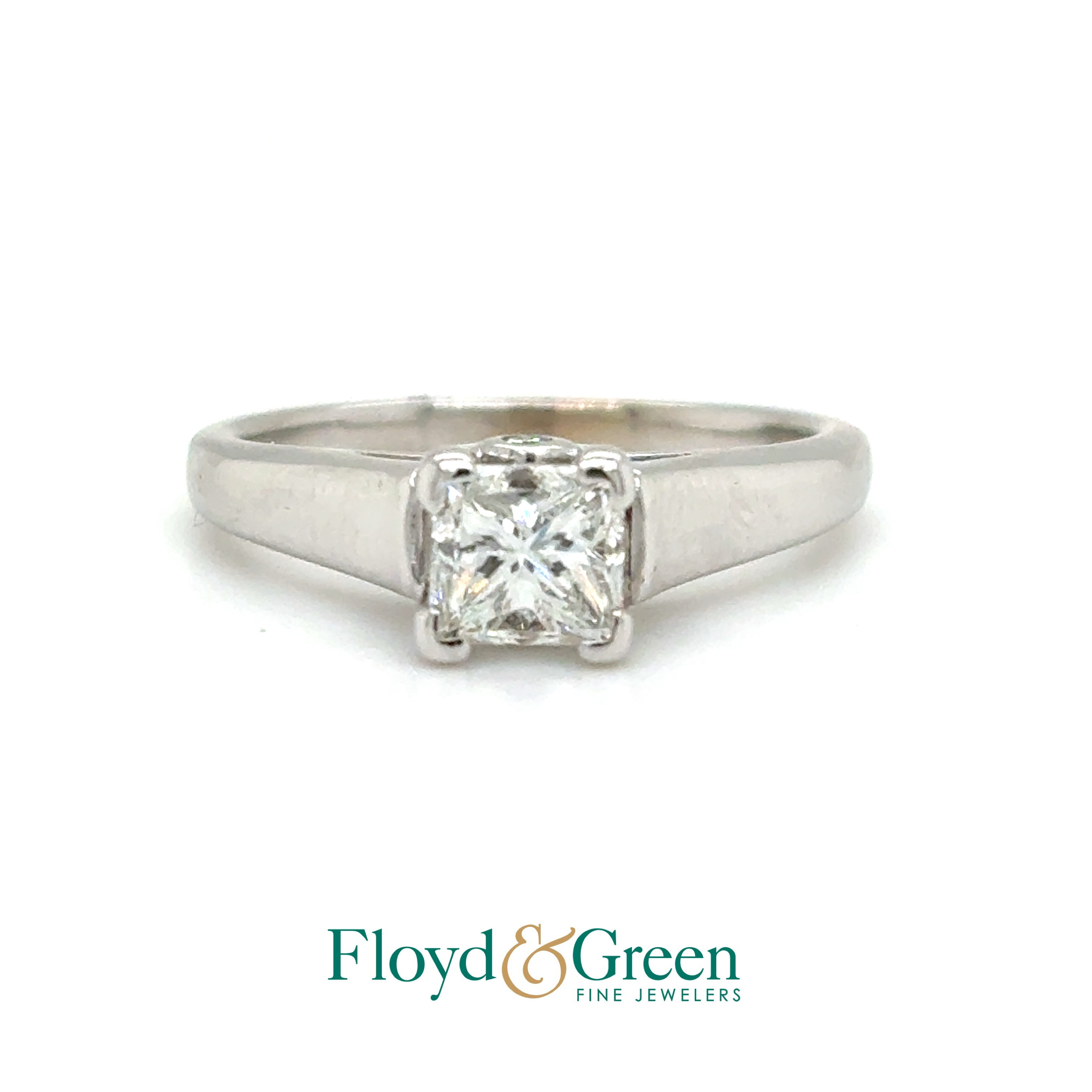 14KW Diamond Engagement Ring, Princess-cut, 1ct, G VS2, Size 6.5