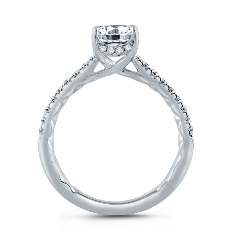 14KW Oval Center Draped Gallery Solitaire Diamond .27ctw G/SI Engagement Ring Size 6 *1.50CT OVAL CENTER*
