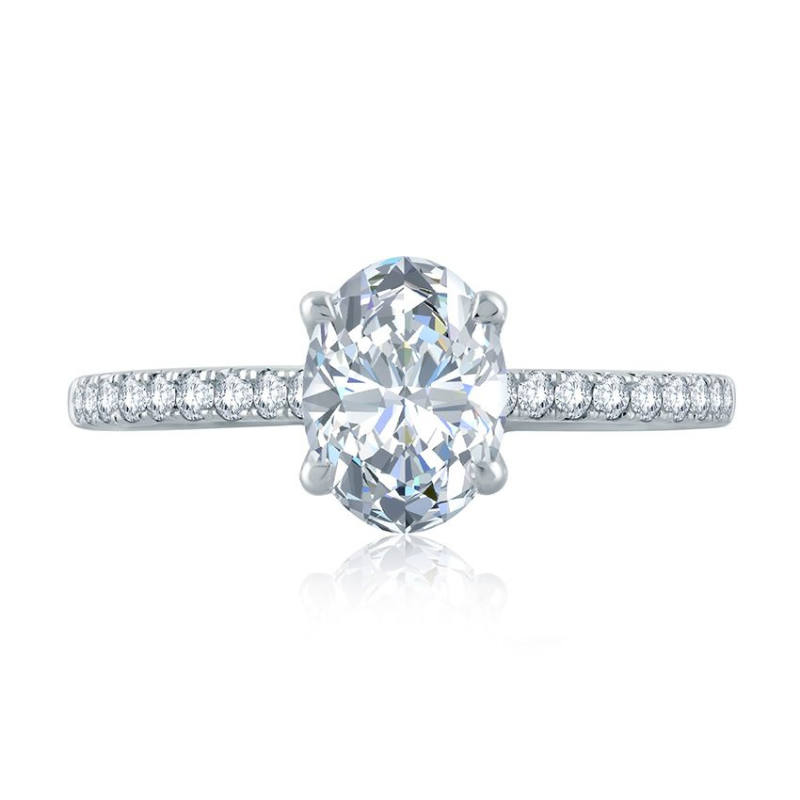 14KW Oval Center Draped Gallery Solitaire Diamond .27ctw G/SI Engagement Ring Size 6 *1.50CT OVAL CENTER*