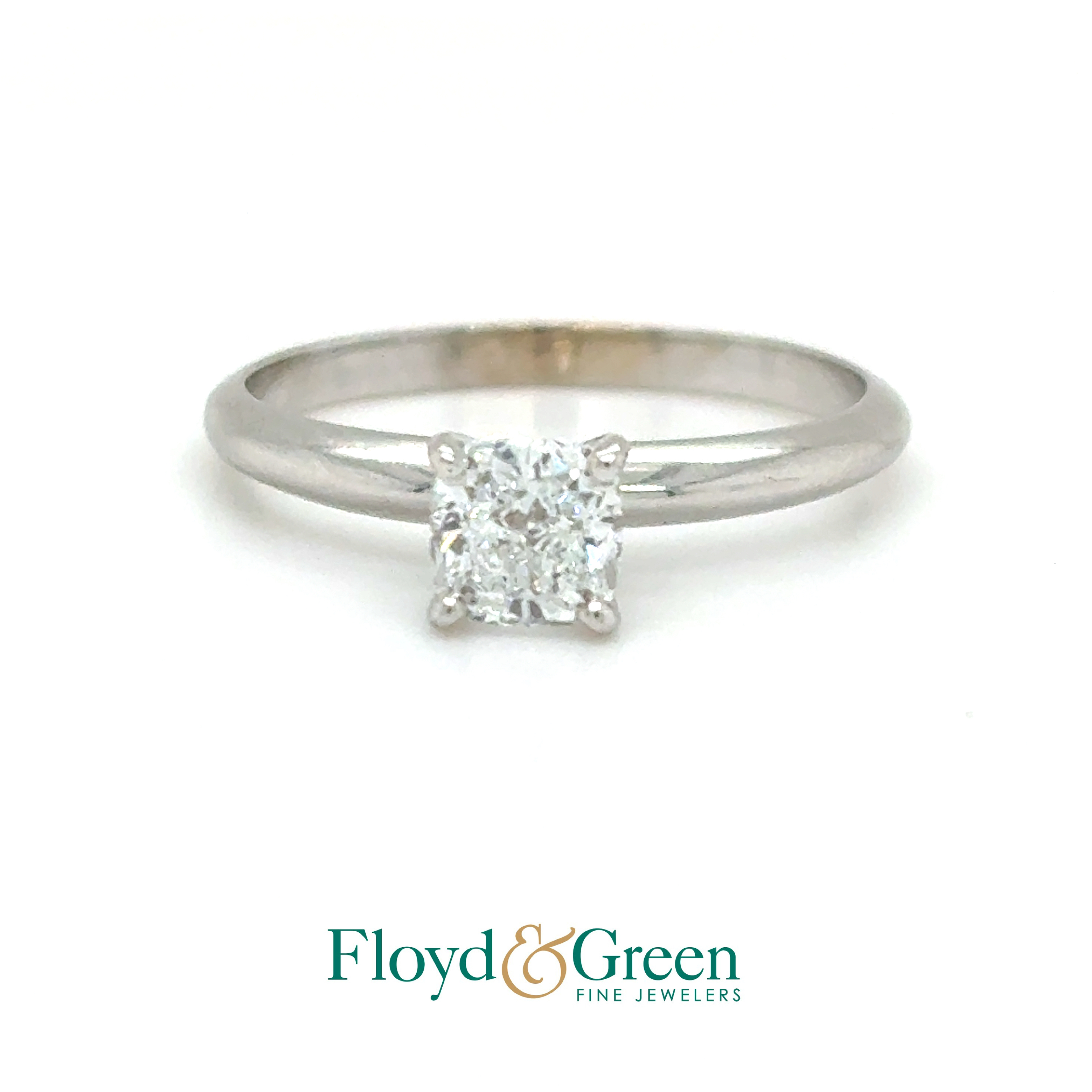 14KW Diamond Solitaire Engagement Ring, 1 Modified Cushion Brilliant-cut, 0.65ct, D SI2, Size 7