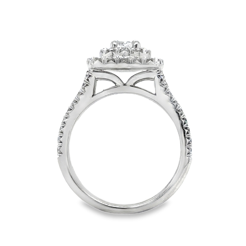 HENRI DAUSSI Double Halo Split Shank Engagement Ring