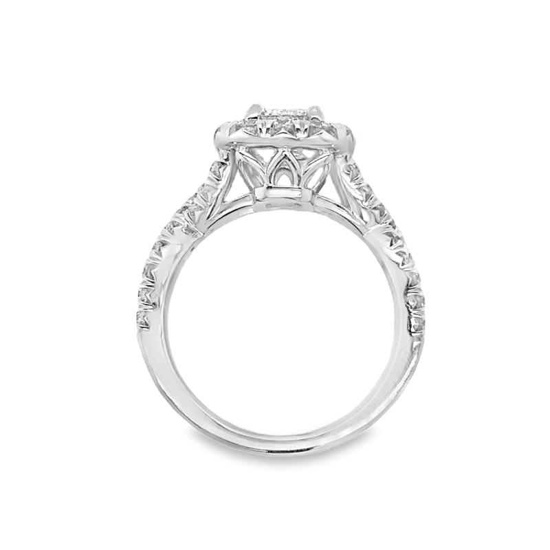HENRI DAUSSI Diamond Halo Twist Shank Engagement Ring