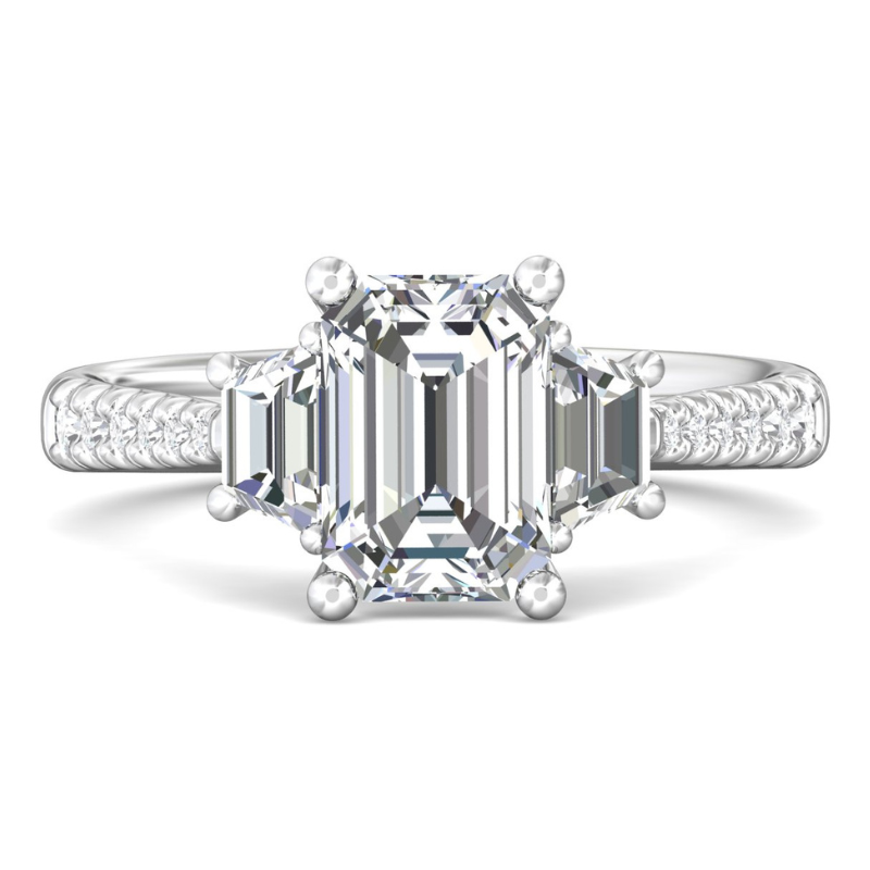Martin Flyer - Platinum Emerald Cut 3-Stone Ring