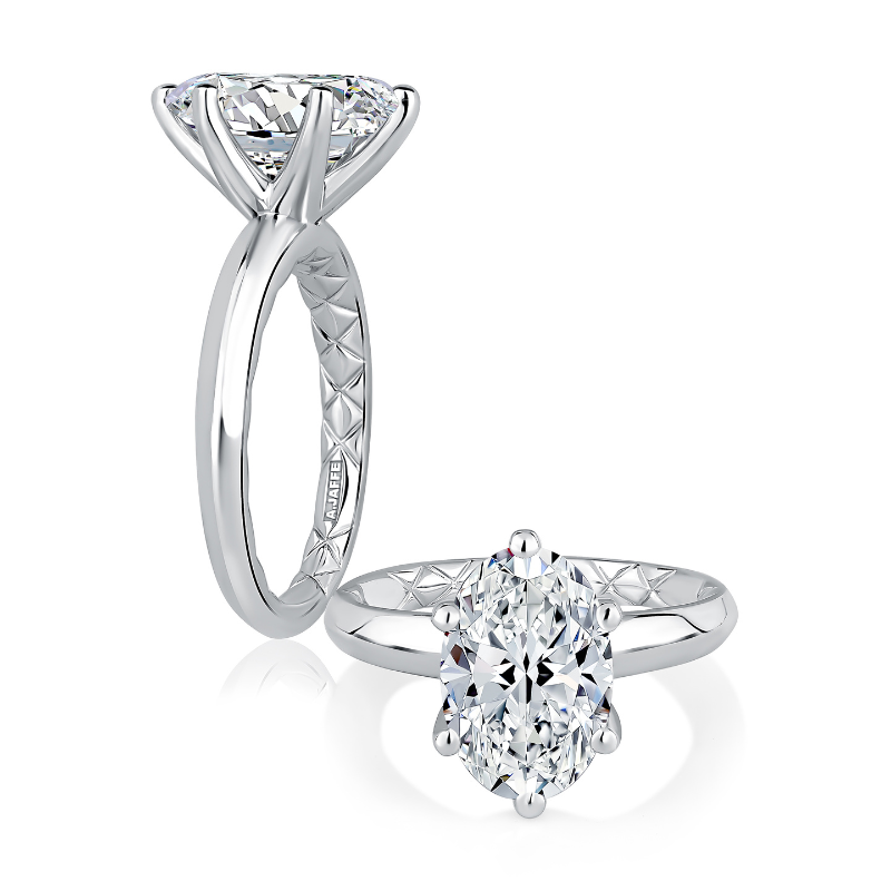 14KW Oval Solitaire Diamond Engagement Ring w/Quilted Interior Size 6 *2.50 OVAL CENTER*