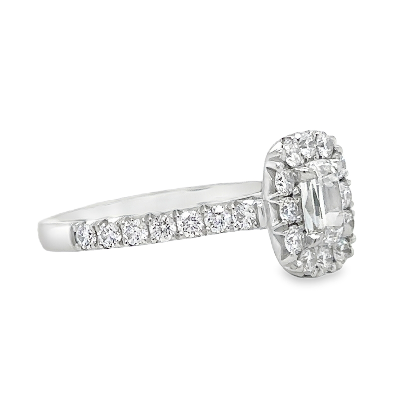 HENRI DAUSSI Cushion Cut Diamond Halo Engagement Ring