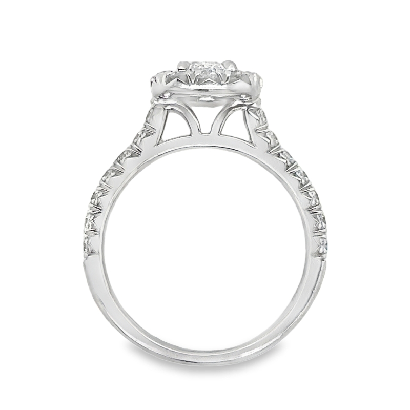 HENRI DAUSSI Cushion Cut Diamond Halo Engagement Ring