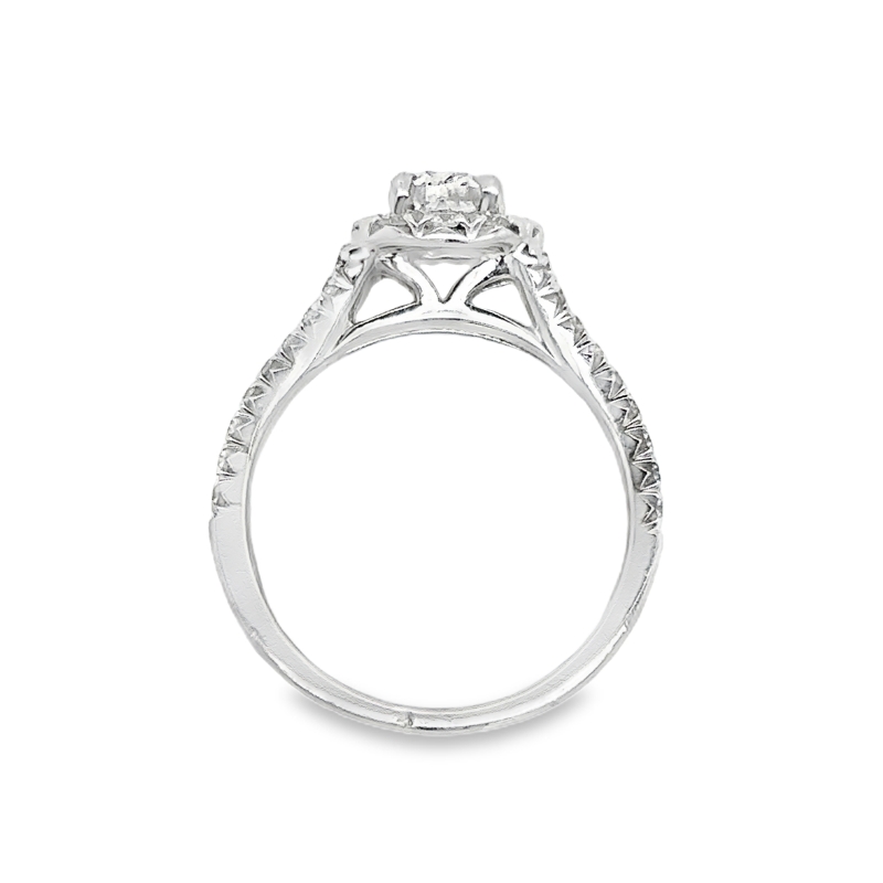 HENRI DAUSSI Split Shank Diamond Halo Engagement Ring