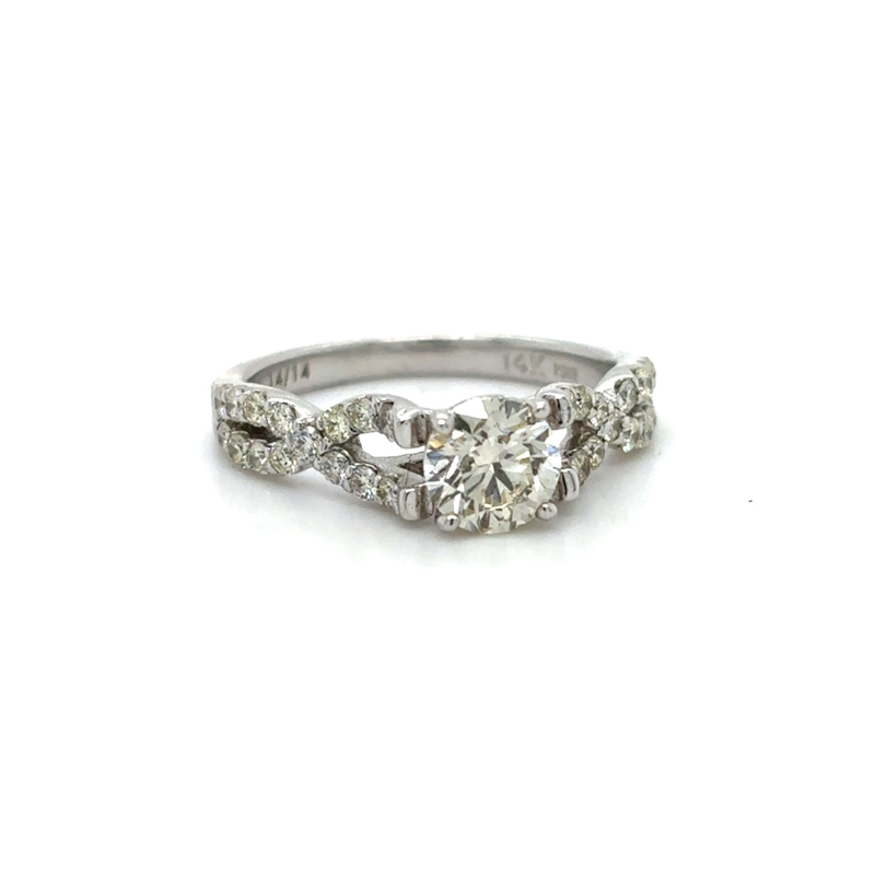 14KW Dia .80ct K-L SI1-SI2 w/ Dia Twist Shank .40ctw K-L SI1-SI2 Eng Ring Size 6.5