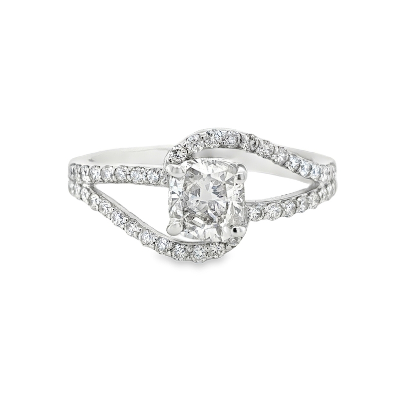 Double Bypass Split Shank Diamond Engagement Ring