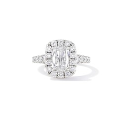S/O- 18K White Gold Diamond Engagement Ring with 1.50ct. ESI1 GIA Cushion Cut Center Stone and 44D=1.25ct