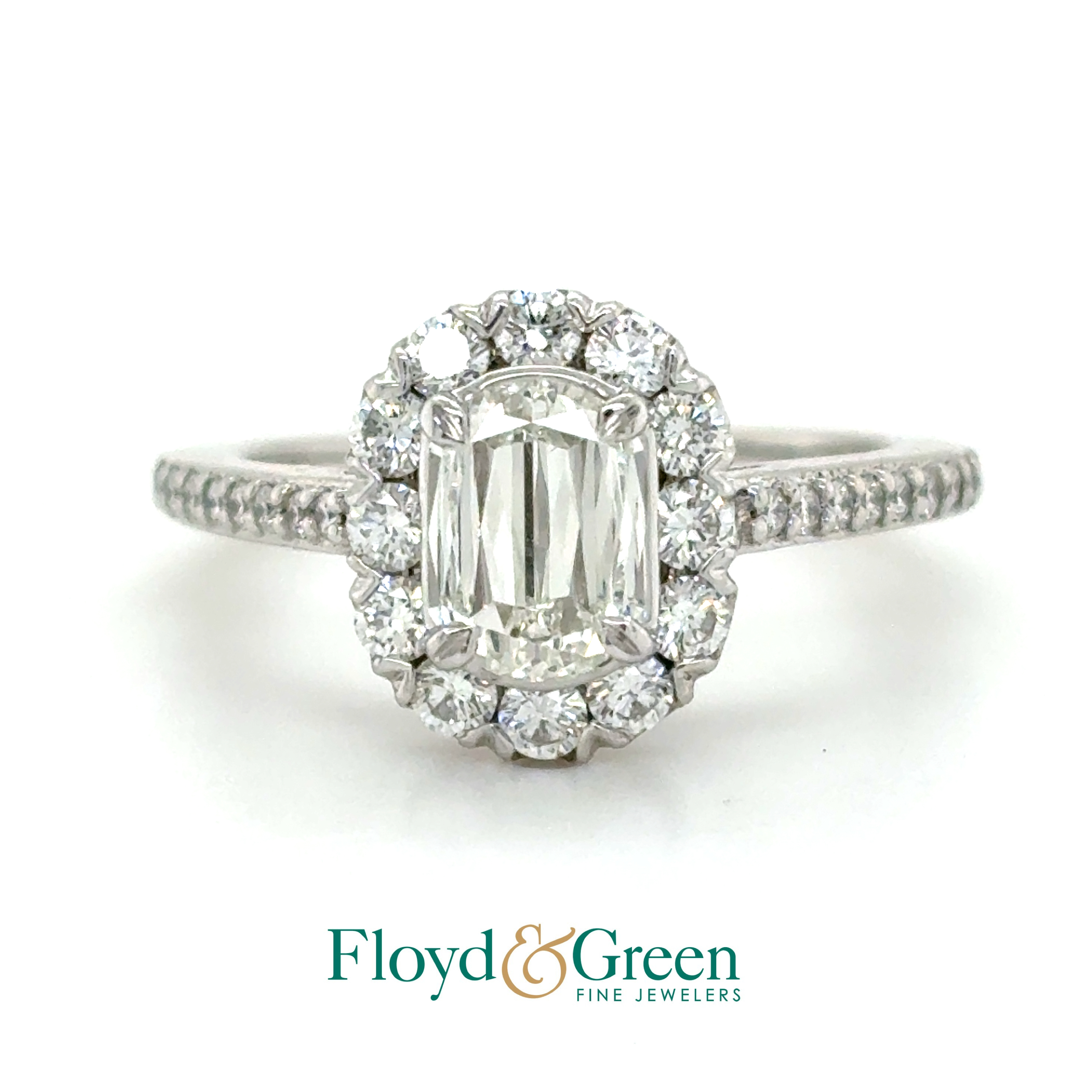 18KW Diamond Engagement Ring, 1 Brilliant-cut, 0.79ct, E VVS2, 30 Round, 0.47ct, F-G VS1, Size 4.5