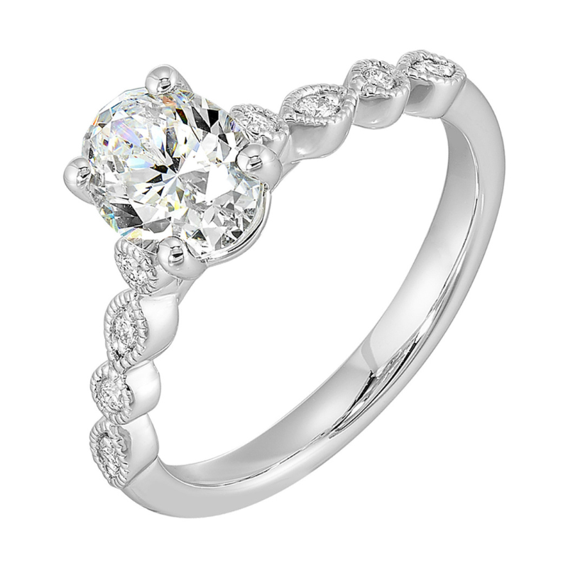 14KW Oval Dia 1.03ct D VVS2 w/ Dia .10ctw G-H SI1 Milgrain Eng Ring Size 6.5
M $1595    D $799
