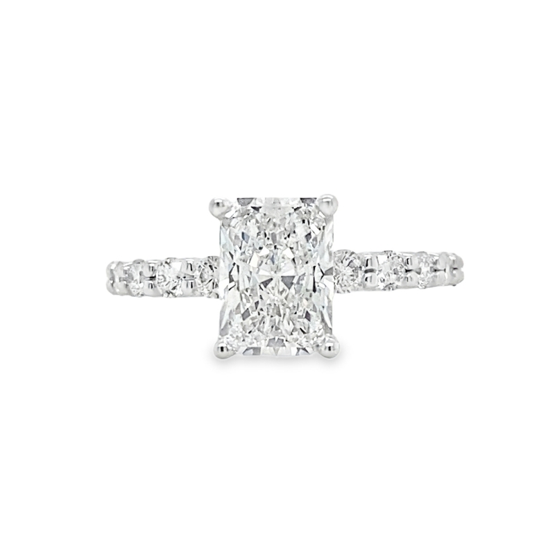 14KW 1.86ct Radiant F VVS2 LGC Fancy Solitaire Eng Ring .50ctw G-H SI2  Size 7
C $1199 M $1995