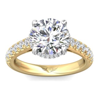 14KY/PL 3.08 Round N VS2 Fancy Solitaire Eng Ring .68ctw H-I/SI2 Size 6.5