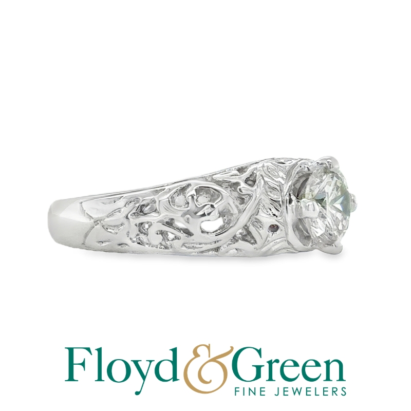 Filigree Diamond Solitaire Engagement Ring