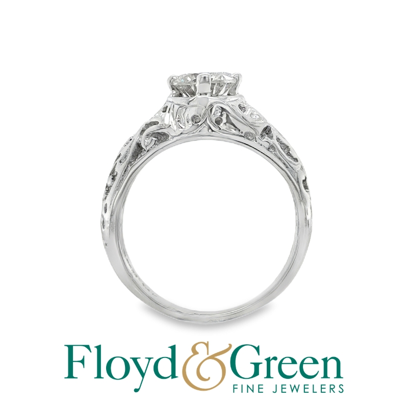 Filigree Diamond Solitaire Engagement Ring