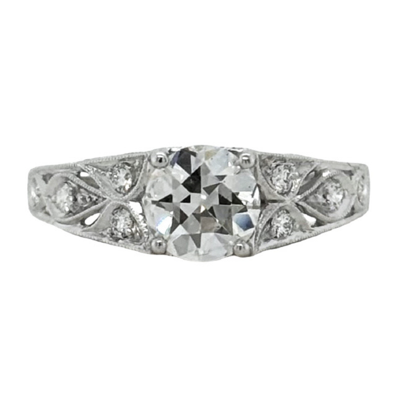 PL Old Europeon Cut Dia 1.07ct G VS2 GIA CERT + .16ctw Eng Ring Size 6.5