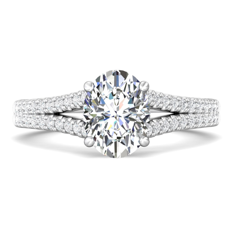PLAT Solitaire Eng Ring 2.55ct F VS1 Oval LGC w/ Dia Split Shank .45ctw H-I SI2
M $5000 C $1899