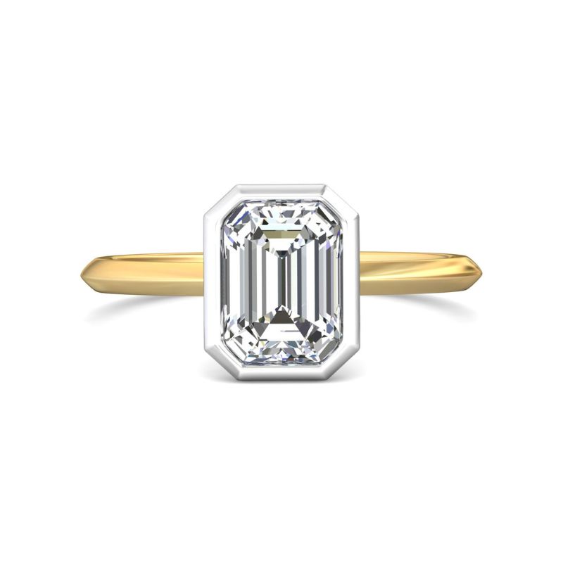 18KY/PL 2.06ct D VS1 Emerald Cut LGC Solitaire Bezel Set Eng Ring Size 6.5
