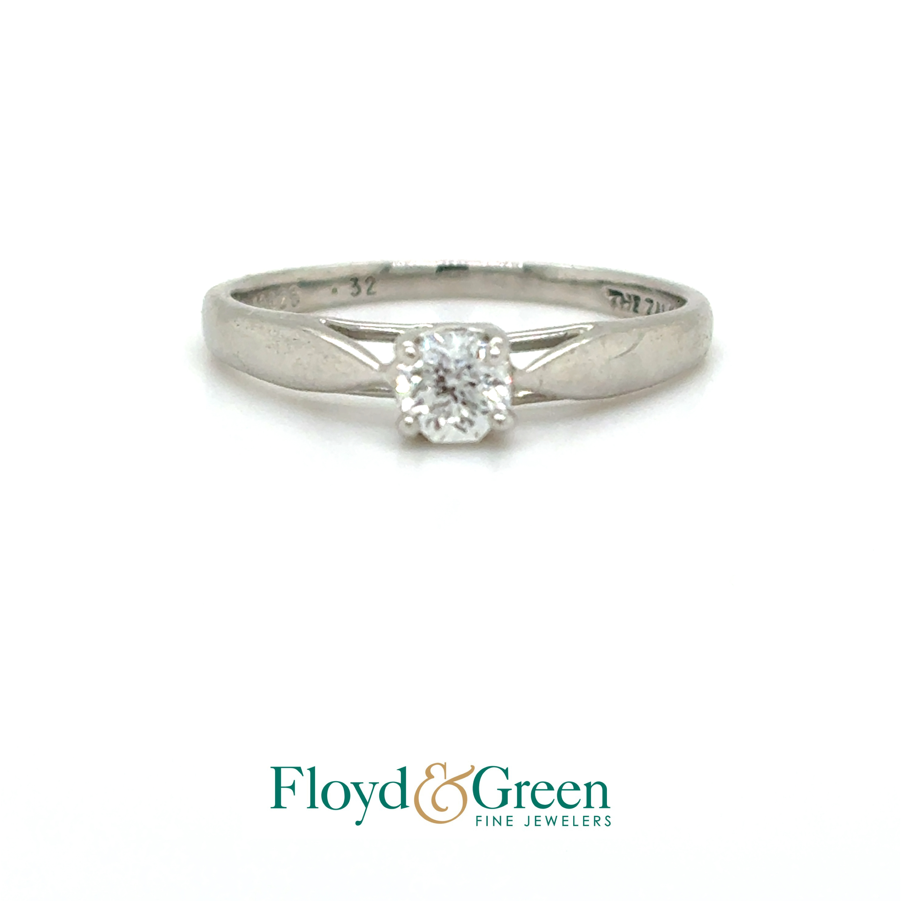 Platinum Diamond Solitaire Engagement Ring, 1 Octagonal Brilliant-cut, 0.25ct, I Si1, Size 7.25