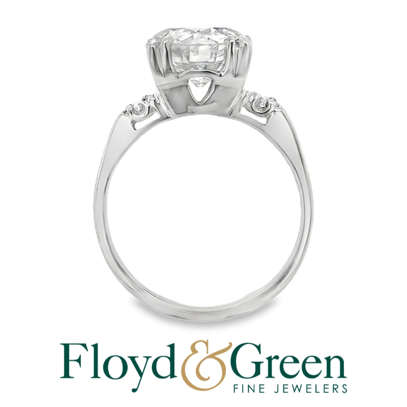 Platinum & 14KW Vintage Diamond Engagement Ring,  Old Euro, 2.84ct, K I1, 2 Single-cut, 0.09ct, I VS2, Size 6.5