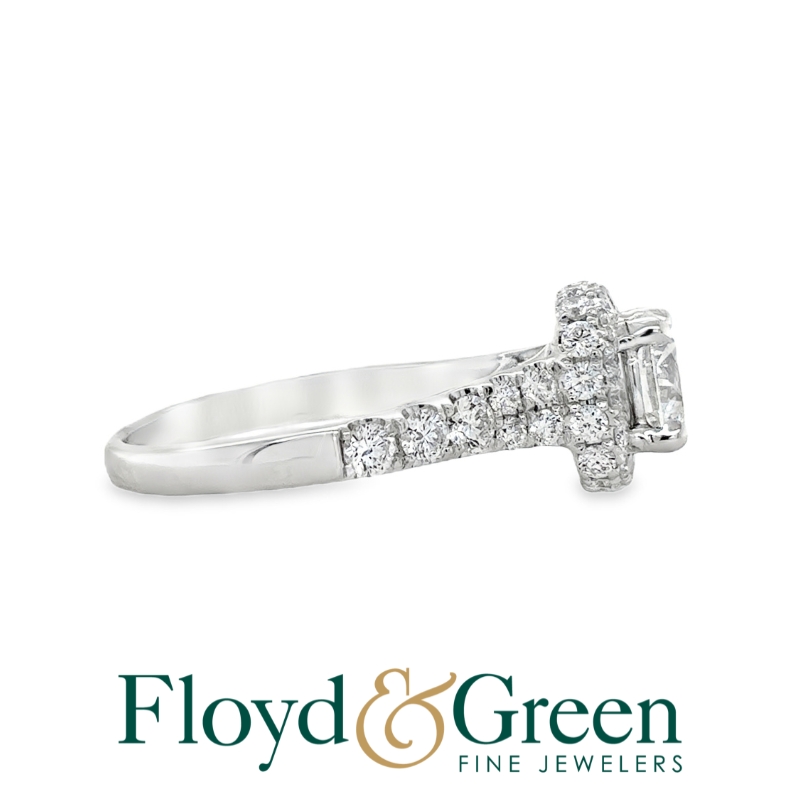 14KW Diamond Halo Engagement Ring, Size 8.5, 1 Rd, 1.23ct, G VS2, GIA #5232837737, 46 Rd, 1.13ct, G VS1, Size 8.5