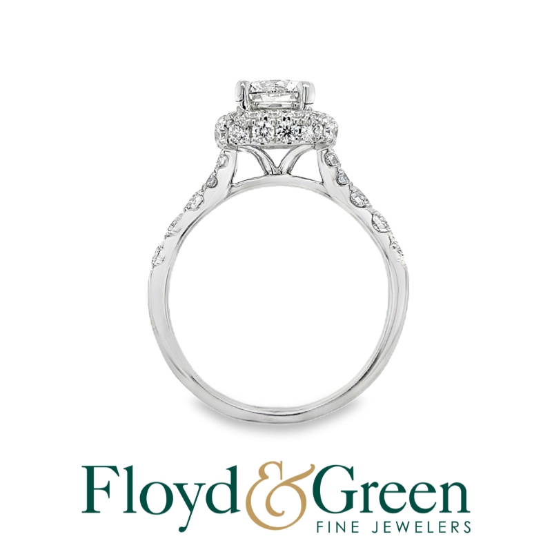 14KW Diamond Halo Engagement Ring, Size 8.5, 1 Rd, 1.23ct, G VS2, GIA #5232837737, 46 Rd, 1.13ct, G VS1, Size 8.5