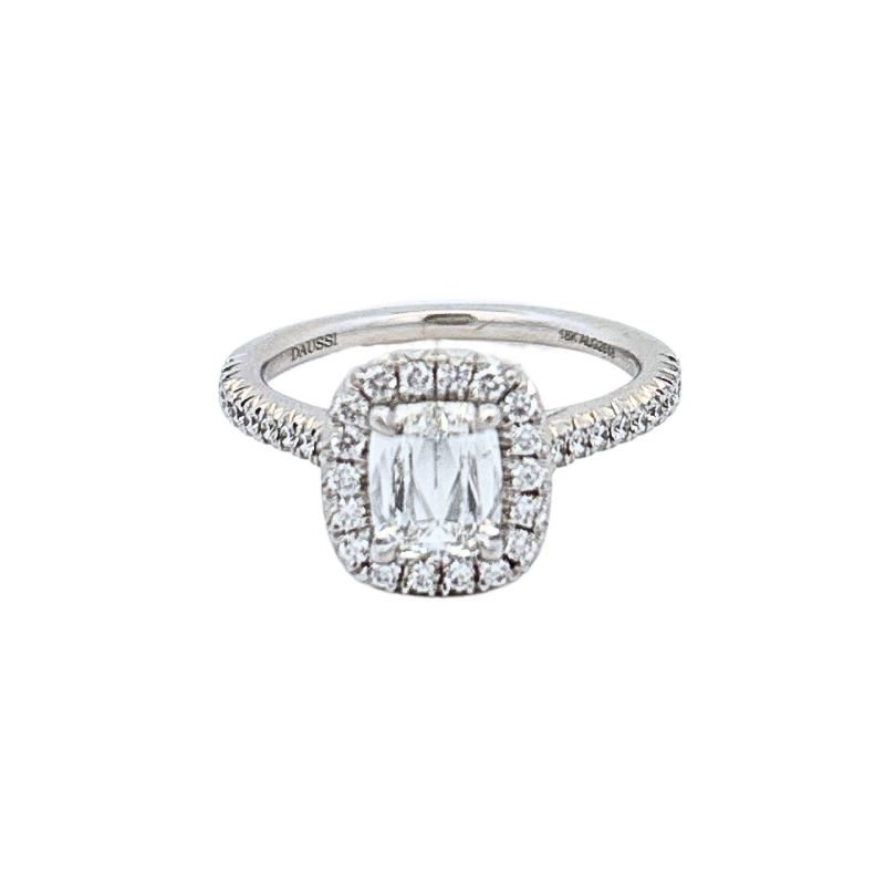 Henri Daussi Cushion Diamond Halo Engagement Ring