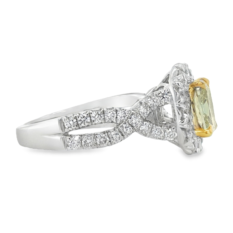 Henry Daussi Fancy Yellow Diamond Halo Engagement Ring