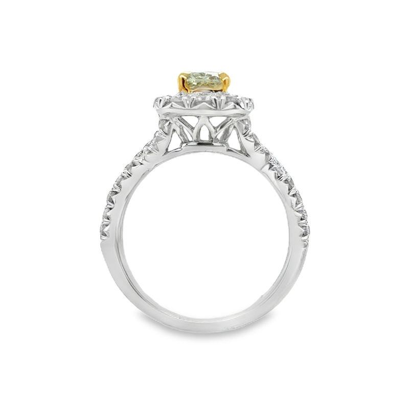 Henry Daussi Fancy Yellow Diamond Halo Engagement Ring