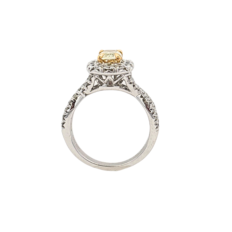 Henry Daussi Fancy Yellow Diamond Halo Engagement Ring
