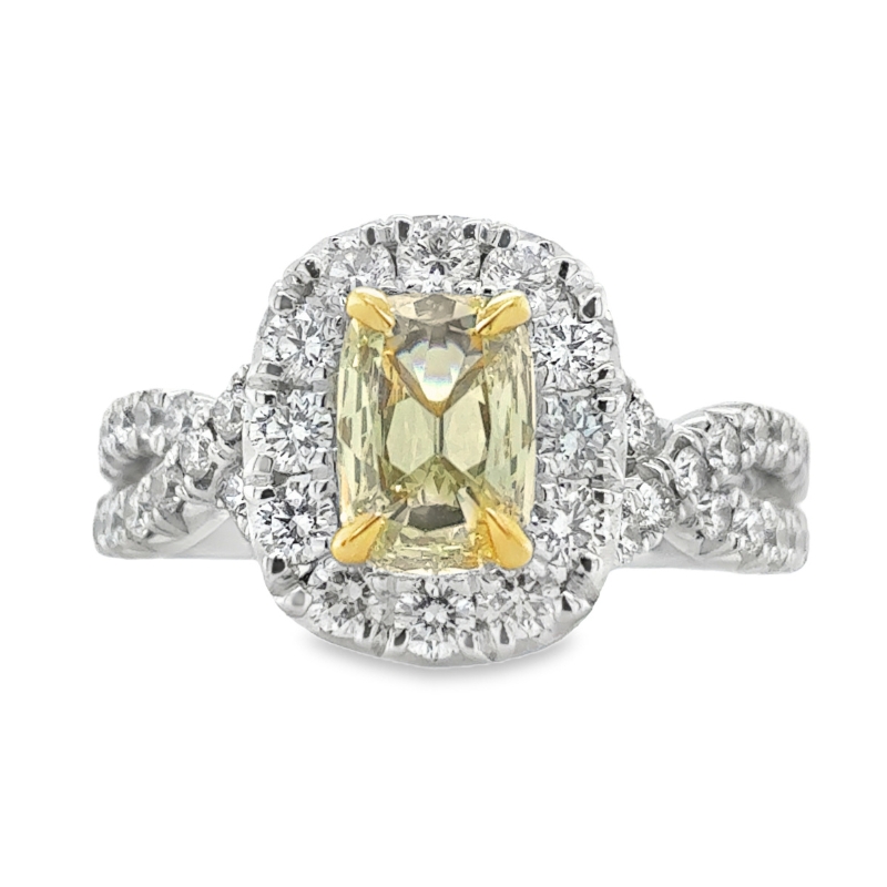 Henry Daussi Fancy Yellow Diamond Halo Engagement Ring