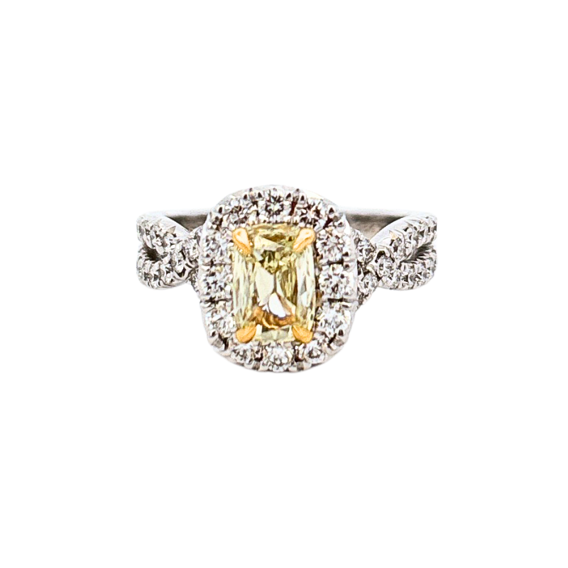 Henry Daussi Fancy Yellow Diamond Halo Engagement Ring
