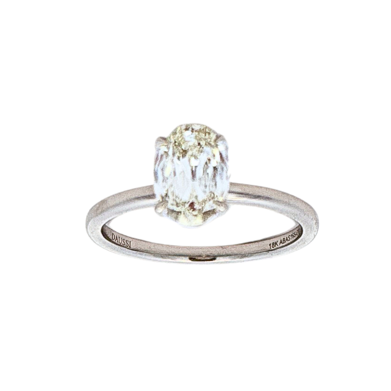 Henri Daussi Oval Diamond Solitaire Engagement Ring