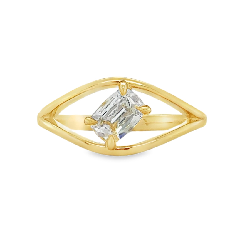Henri Daussi Cushion Bypass Engagement Ring