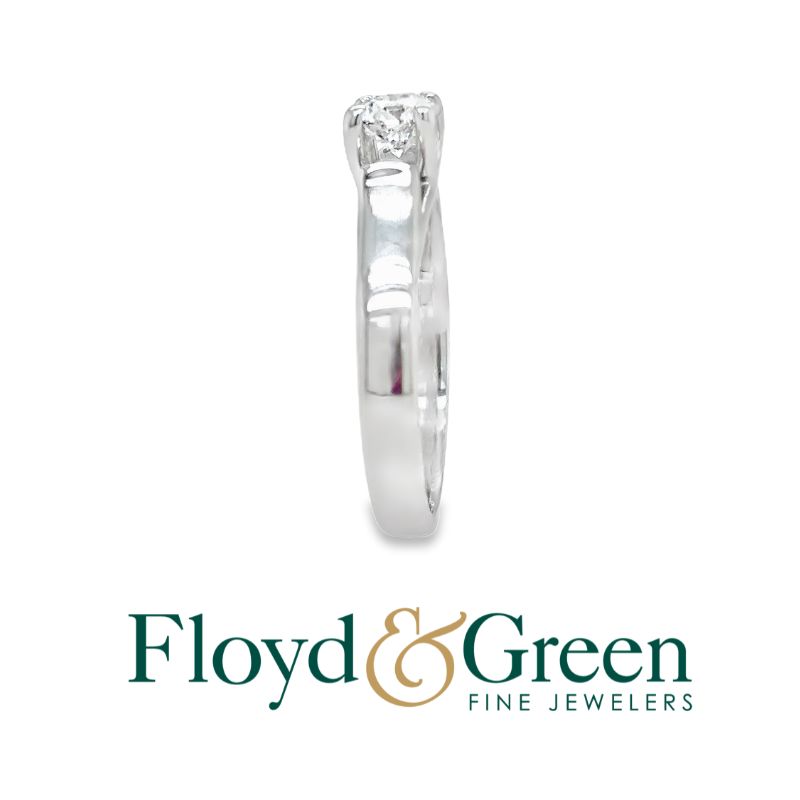 White 14 Karat Solitaire Size 5.75 With One = 0.50Ct Round H I1 Diamond