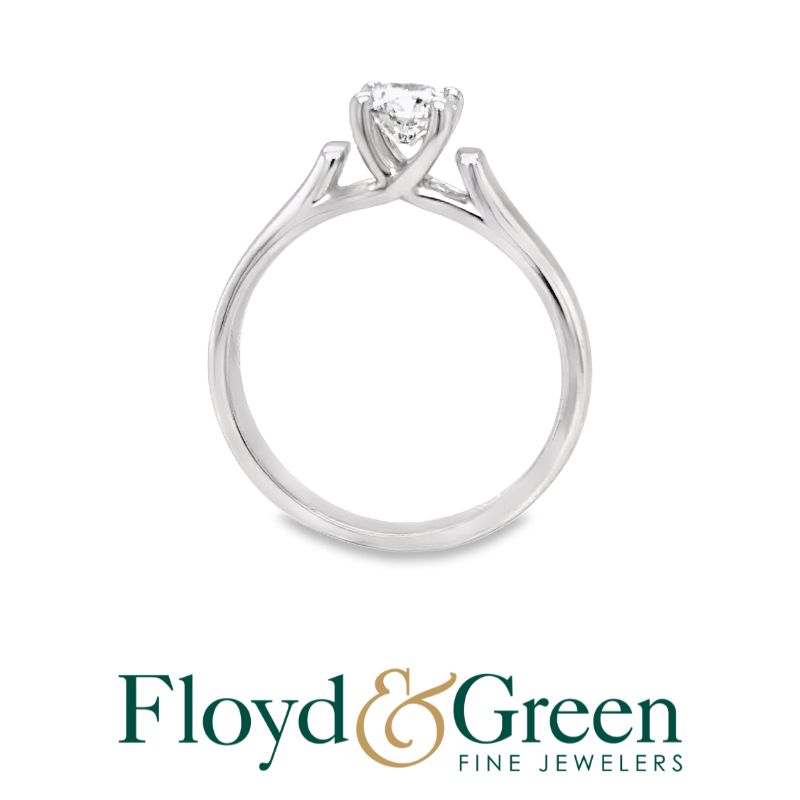 White 14 Karat Solitaire Size 5.75 With One = 0.50Ct Round H I1 Diamond