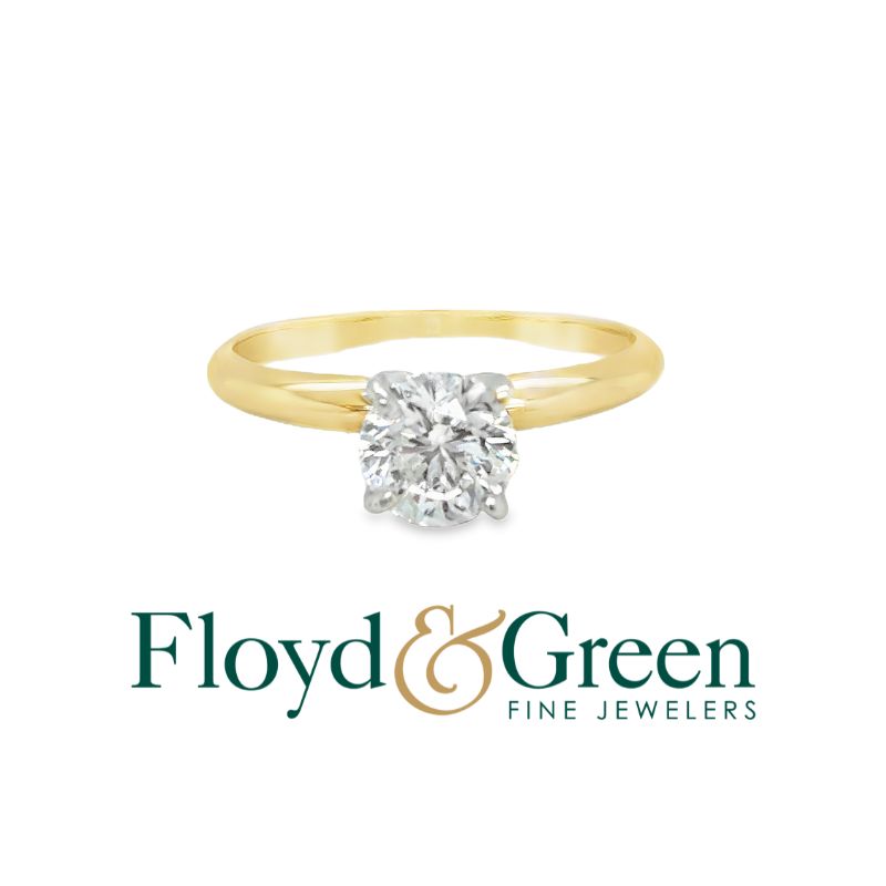 14K Two-Tone Diamond Solitaire Engagement Ring, Size 4.5, Round, 0.84ct, H I1, Size 6