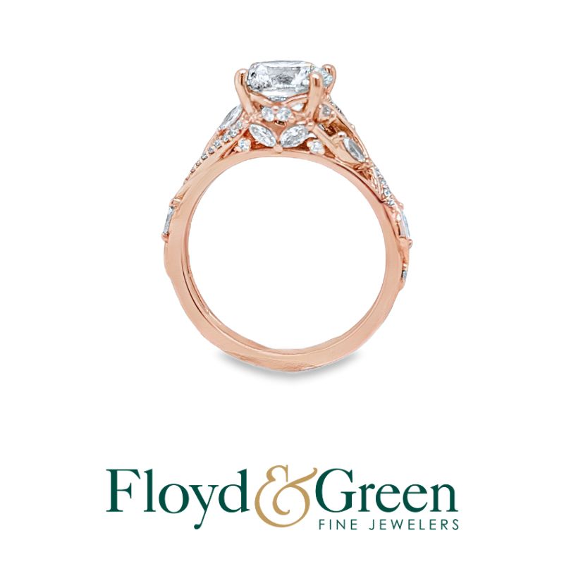 14KR Diamond Engagement Ring, Oval Lab-grown, 1.93ct, G SI2 (IGI #LG539206291), 10 Marq Lab-grown, 0.27ct, G SI1-SI2, 26 Rd Lab-grown, 0.14ct, G SI1-SI2, Size 7.25