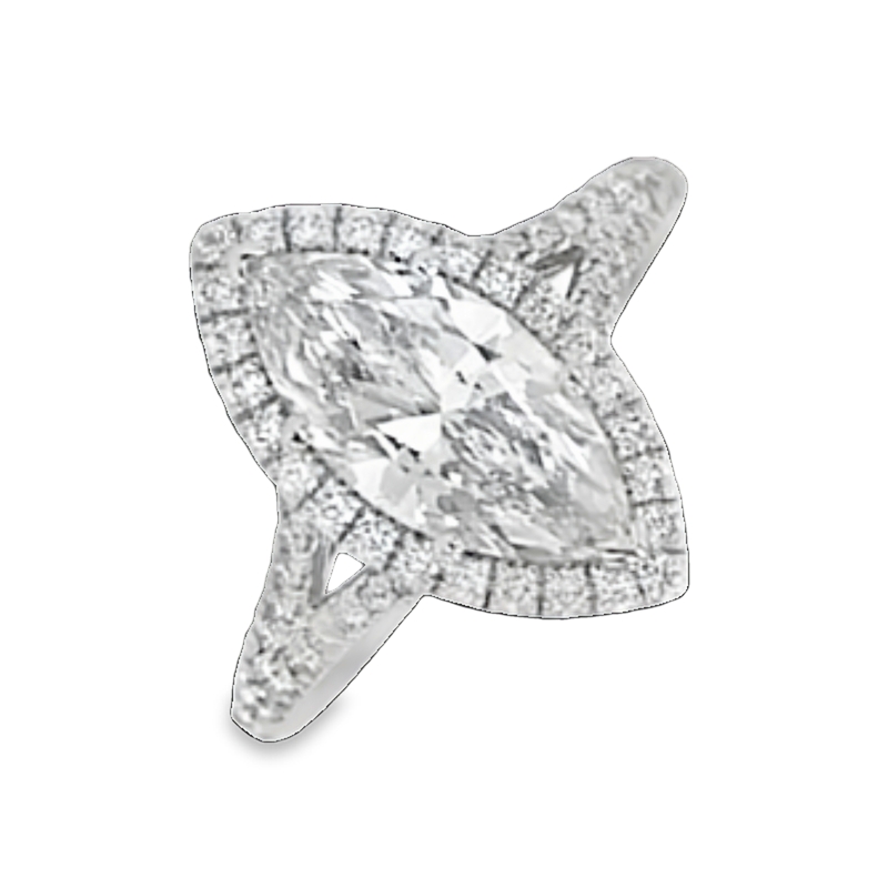 14K White Gold Marquise Diamond Engagement Ring