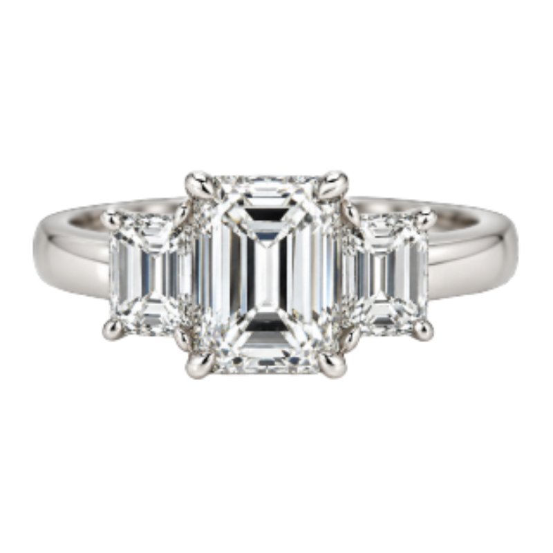 Platinum 1.31ct J/SI1 emerald dia and 0.69ctw J/SI1 emerald dias 3-stone engagement ring size 6.25