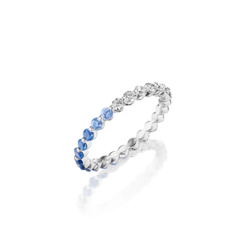 HENRI DAUSSI Ombré Diamond & Sapphire Wedding Band