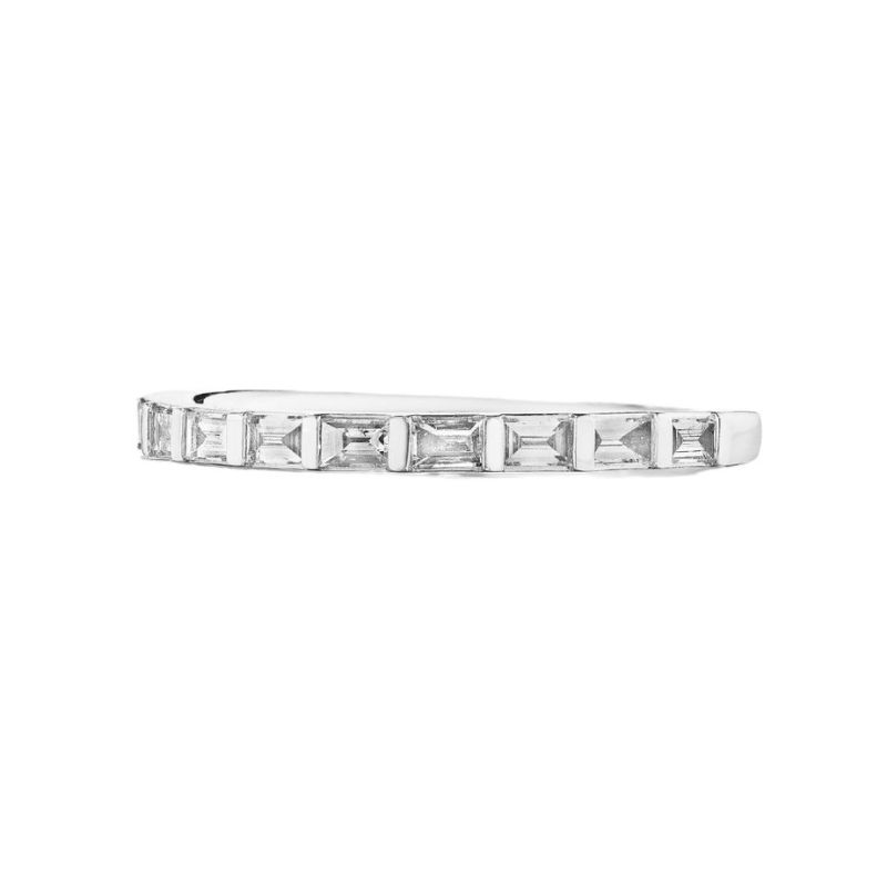 HENRI DAUSSI Bar Set Baguette Diamond Wedding Band