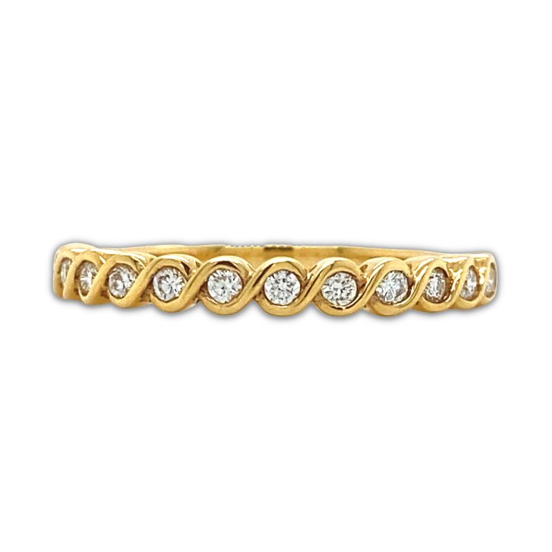 HENRI DAUSSI Diamond Bezel Twist Wedding Band